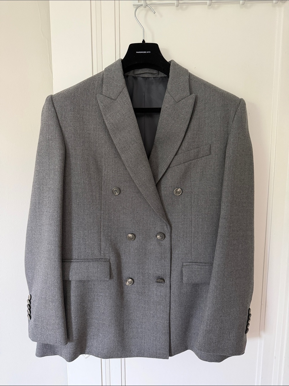 WARDROBE.NYC Double-Breasted Wool Blazer in Charcoal Gray - Picture 5 of 7